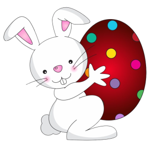 Cute Easter Bunny with Red Egg Transparent Background