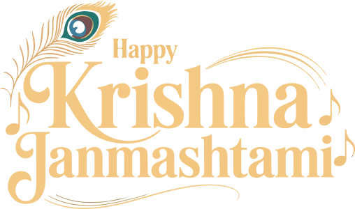 Happy Krishna Janmashtami Text PNG – Transparent Festive Typography